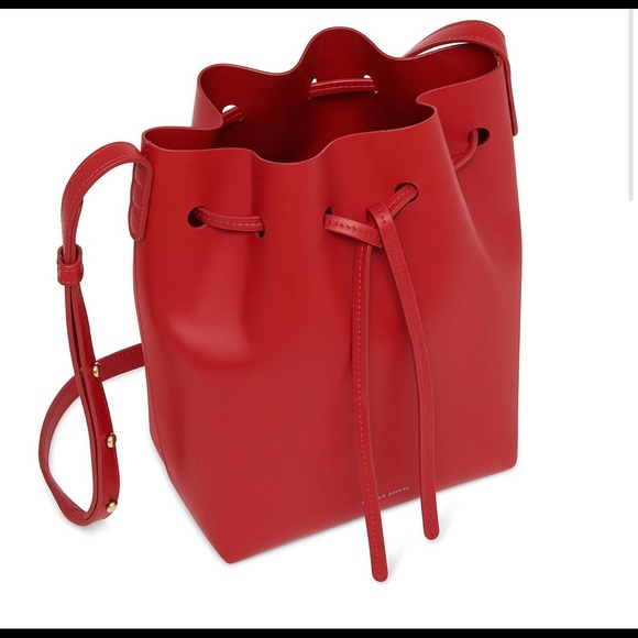 šNEW-HTF MANSUR GAVRIEL RED *CALF-LEATHER* MINI-BUCKET BAG (*Calf>Veg Tanned*) - Picture 2 of 16